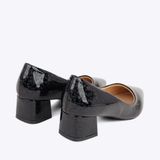 Giày công sở nữ da bóng vân đá nhí CP-15 đen 