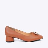  Giày cao gót nữ mũi vuông khoá hạt cườm HG.4 bò 
