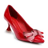  Giày kiểu nữ da bóng đính nơ ombre F2-33 Đỏ 