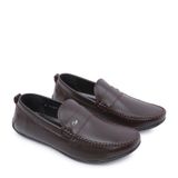  Giày mọi da trơn viền chỉ nổi VAM-29 nâu 
