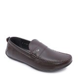  Giày mọi da trơn viền chỉ nổi VAM-29 nâu 