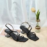  Sandal Cao Gót Nữ Mũi Vuông KP-15 Đen 