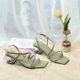  Sandal Cao Gót Nữ Mũi Vuông KP-15 Xanh 