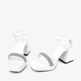  Sandal cao gót nữ đế đúp quai đính đá HA.2 trắng 