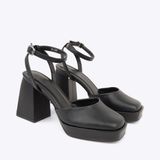  Sandal cao gót nữ đế đúp kiểu bít mũi NH-5 đen 