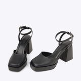  Sandal cao gót nữ đế đúp kiểu bít mũi NH-5 đen 