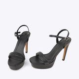  Sandal cao gót nữ đế đúp phối quai mảnh NH-8 đen 