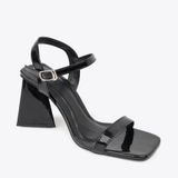  Sandal cao gót nữ đế tam giác phối quai mảnh SK-4 đen 