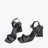  Sandal cao gót nữ đế tam giác phối quai mảnh SK-4 đen 