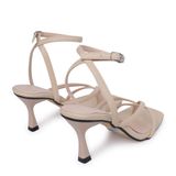  Sandal cao gót khóa cài xỏ ngón SM-12 kem 