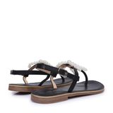  Sandal bệt quai kẹp nơ ngọc trai N-9 Đen 