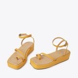  Sandal đế xuồng nữ xỏ ngón dây mảnh HG-25 vàng 