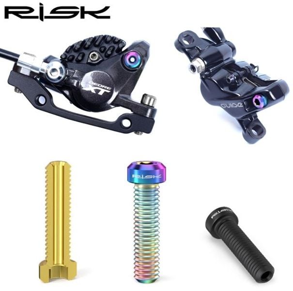 Bộ 2 ốc Risk titanium giữ body heo dầu M6x23.5mm RT119