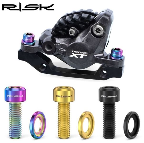Bộ 4 ốc titan xe đạp gắn heo dầu M6x18 kèm long dền Risk RT038