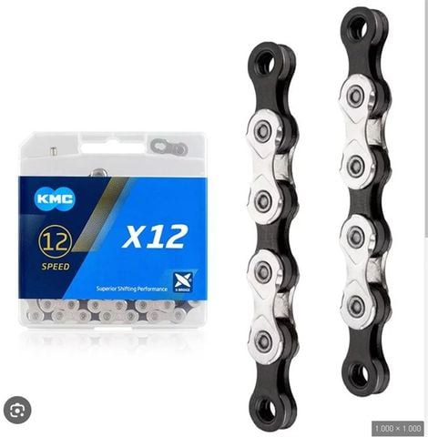  Sên xe đạp 12 speed KMC X12 Black - Silver 128 mắt 