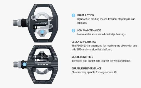  Pedal xe đạp Shimano 1 mặt can 1 mặt phẳng EH500 