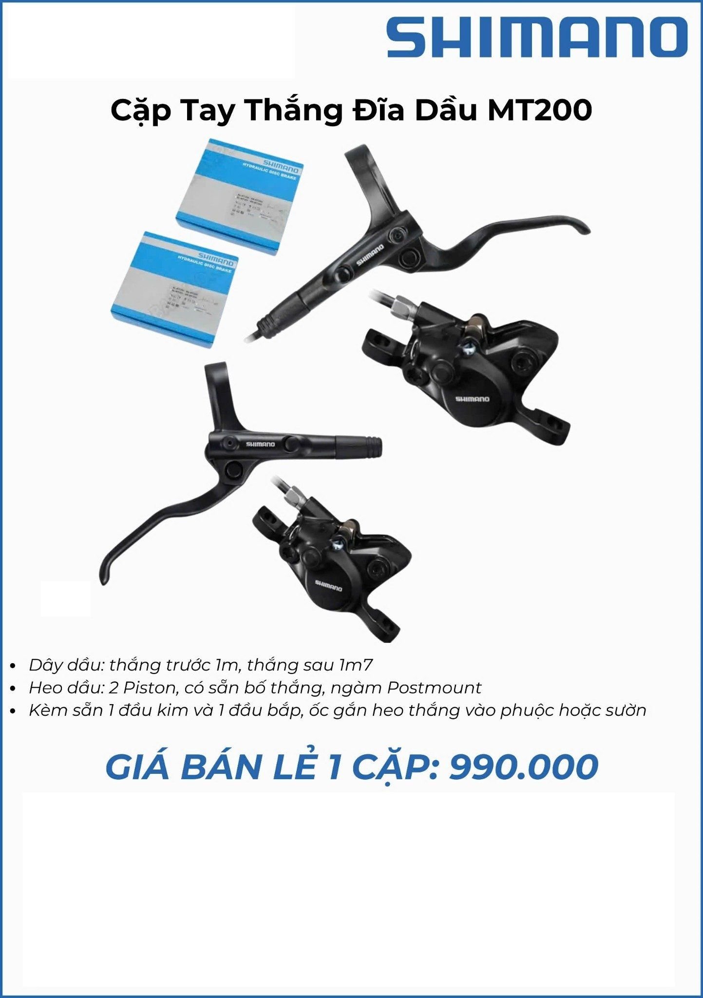 Bộ thắng dĩa dầu Shimano MT200 9 ( box )