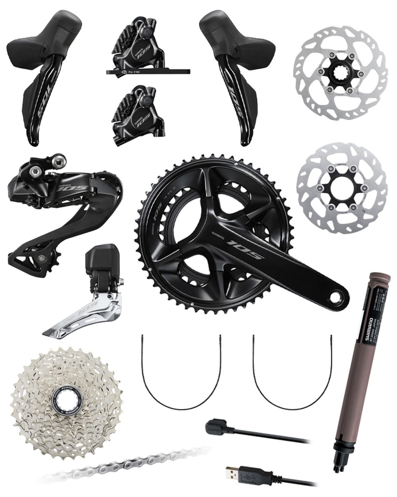 Bộ Groupset Shimano 105 7170 Di2 12 tốc độ - Fullbox