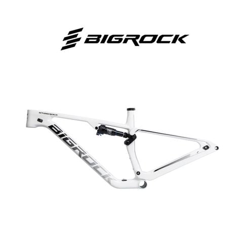  Sườn xe đạp carbon BigRock 2 phuộc full suspension - Trắng 