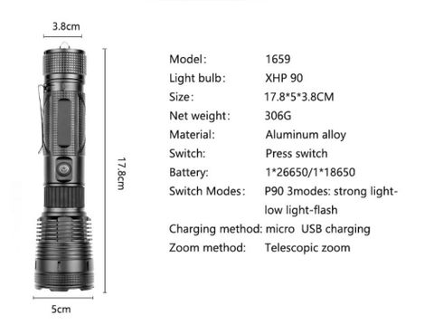  Đèn pin dã ngoại SharkDragon P90 1800lumen 