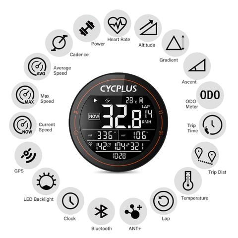  Đồng hồ tốc độ xe đạp GPS Cycplus M2 