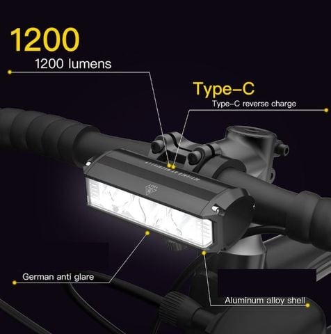  Đèn chiếu sáng xe đạp 900 / 1200 lumen Type C L113 