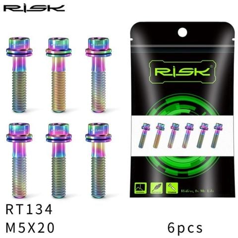  Bộ ốc 6 titan xe đạp gắn potang M5x20 Risk RT134 