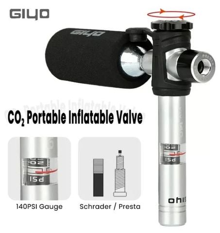  Đầu bơm xe đạp CO2 Giyo G09C 140 PSI 