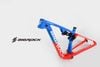 Sườn xe đạp carbon BigRock 2 phuộc full suspension - Xanh - Đỏ