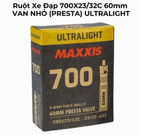Ruột Xe Đạp Maxxis Ultralight 700c 23-32 Van Pháp 60mm