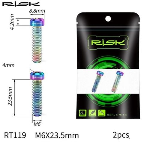  Bộ 2 ốc Risk titanium giữ body heo dầu M6x23.5mm RT119 