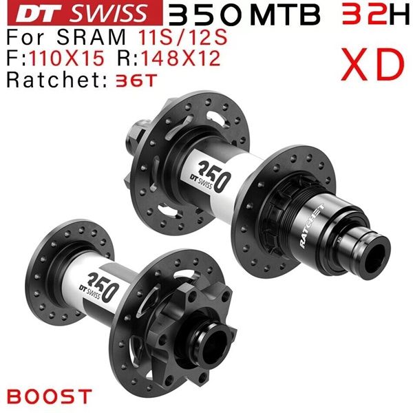 Moyeu De Roue Avant DT Swiss 350 Classic BOOST - 15x110mm - IS 6 Trous - 32 Trous Noir - Neuf