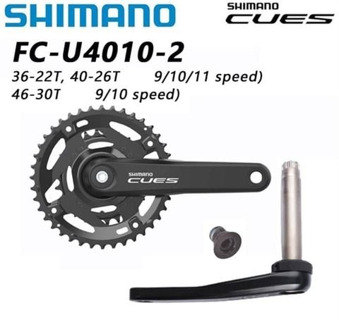  Giò dĩa xe đap Shimano Cues FC-U4020 36-22 / 40 -26 / 46-30T 