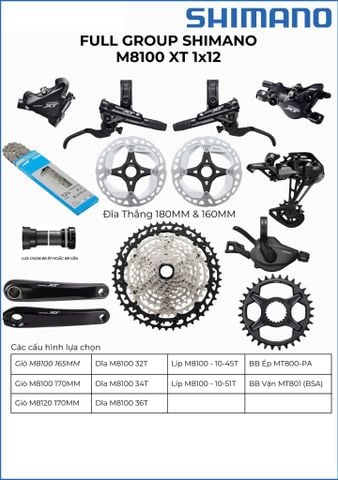  Bộ full group Shimano M7100 kèm thắng và dĩa thắng ( Full box ) 