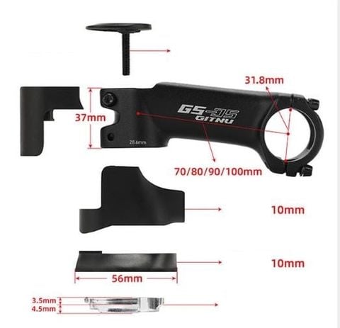  Ghidong xe đạp hỗ trợ đi dây âm cổ 31.8 70 / 80 / 90 / 100mm 