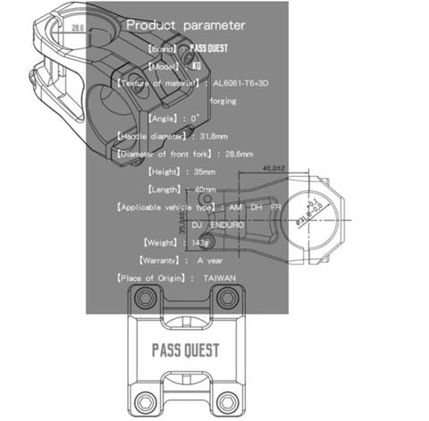  Potang xe đạp Pass Quest KG 40mm 