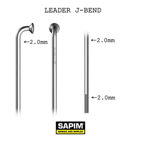  Bộ căm xe đạp Sapim Leader 14G 2.0 65 cây đầu J màu Đen / Bạc kèm chân căm 