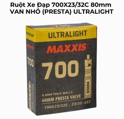  Ruột Xe Đạp Maxxis Ultralight 700c 23-32 Van Pháp 80mm 