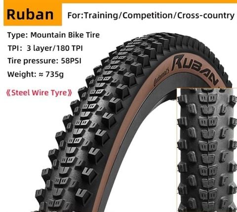  Vỏ Xe Đạp MTB Continental Ruban 27.5 / 29 x2.1 PureGrip / ShieldWall Brown 