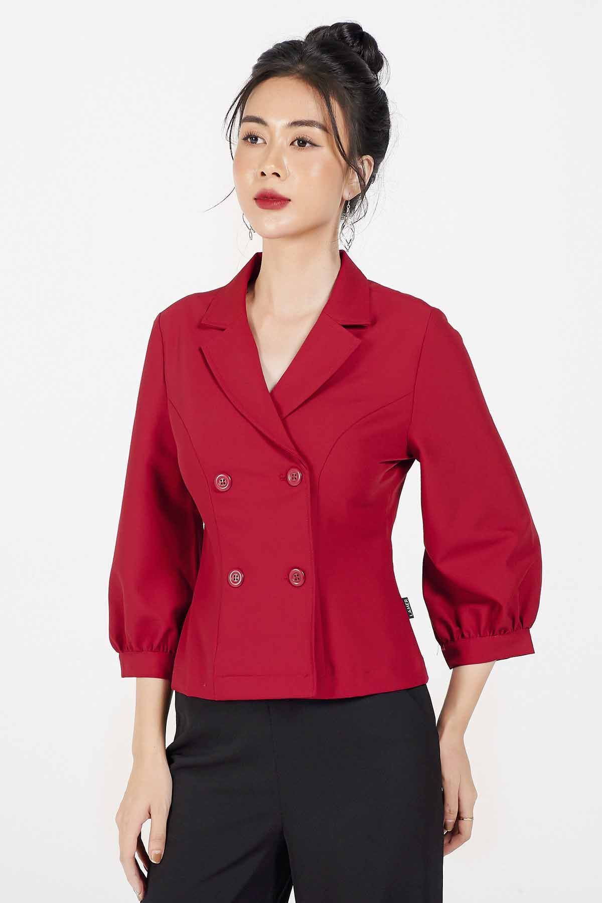 Áo cổ vest tay bồng  2891