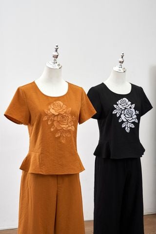 Áo gấu xòe thêu hoa - B61B25Q004