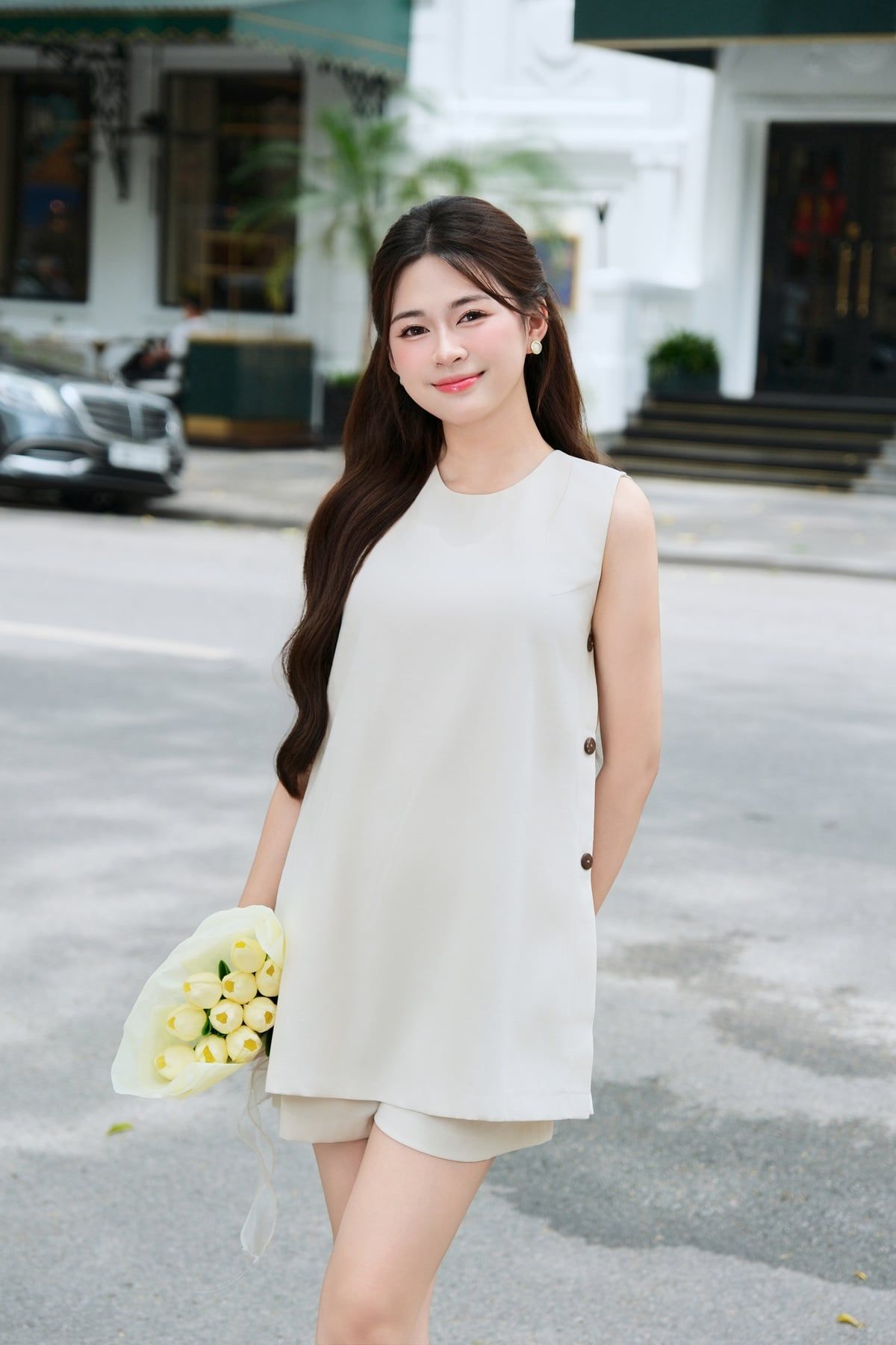 Áo sát nách nẹp cúc sườn - D61B25H005