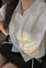 Áo sơ mi croptop vai chờm túi ốp - H61H24H001