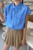 Áo sơ mi croptop vai chờm túi ốp - H61H24H001