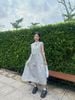 Đầm maxi cổ tàu phối nhún tầng  - H63M25H002