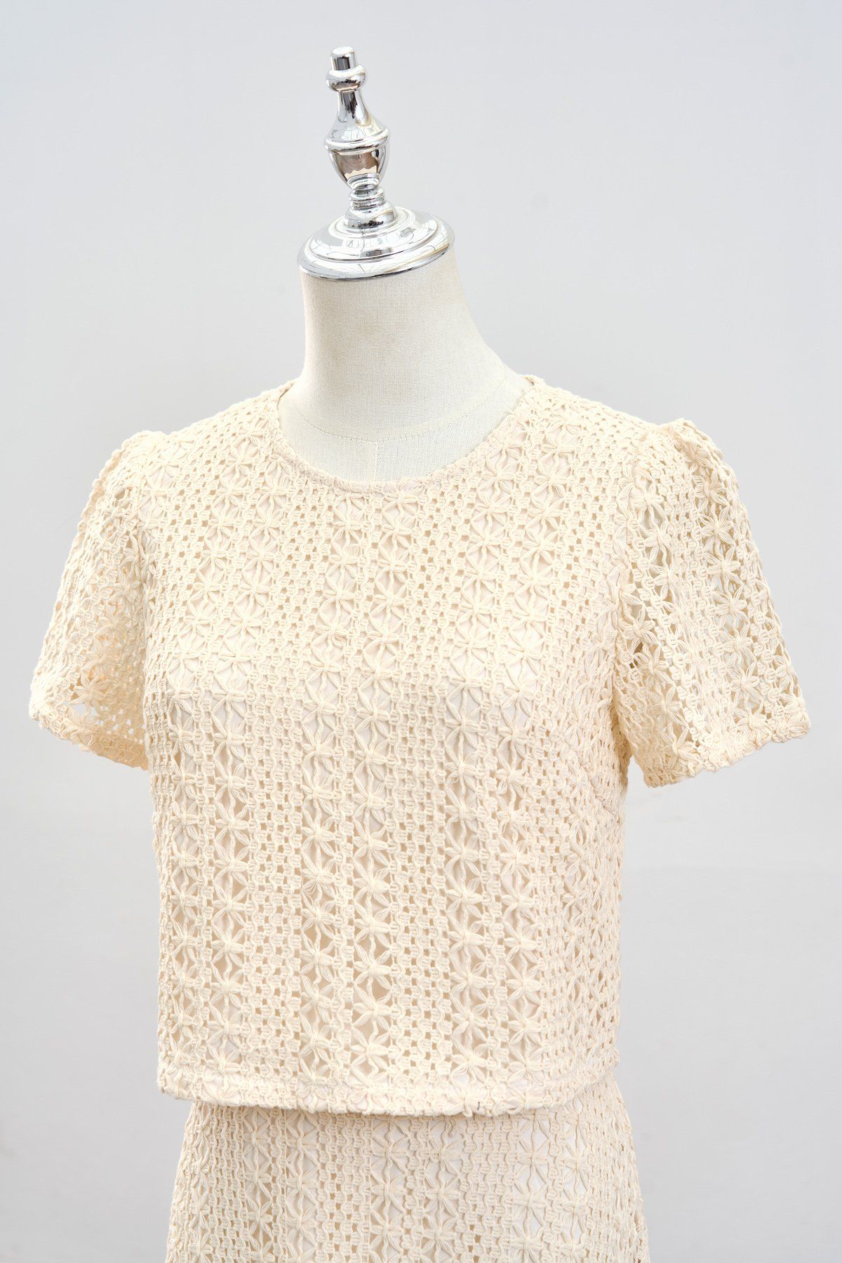 Áo ren lưới croptop cổ tròn - L61B25H024