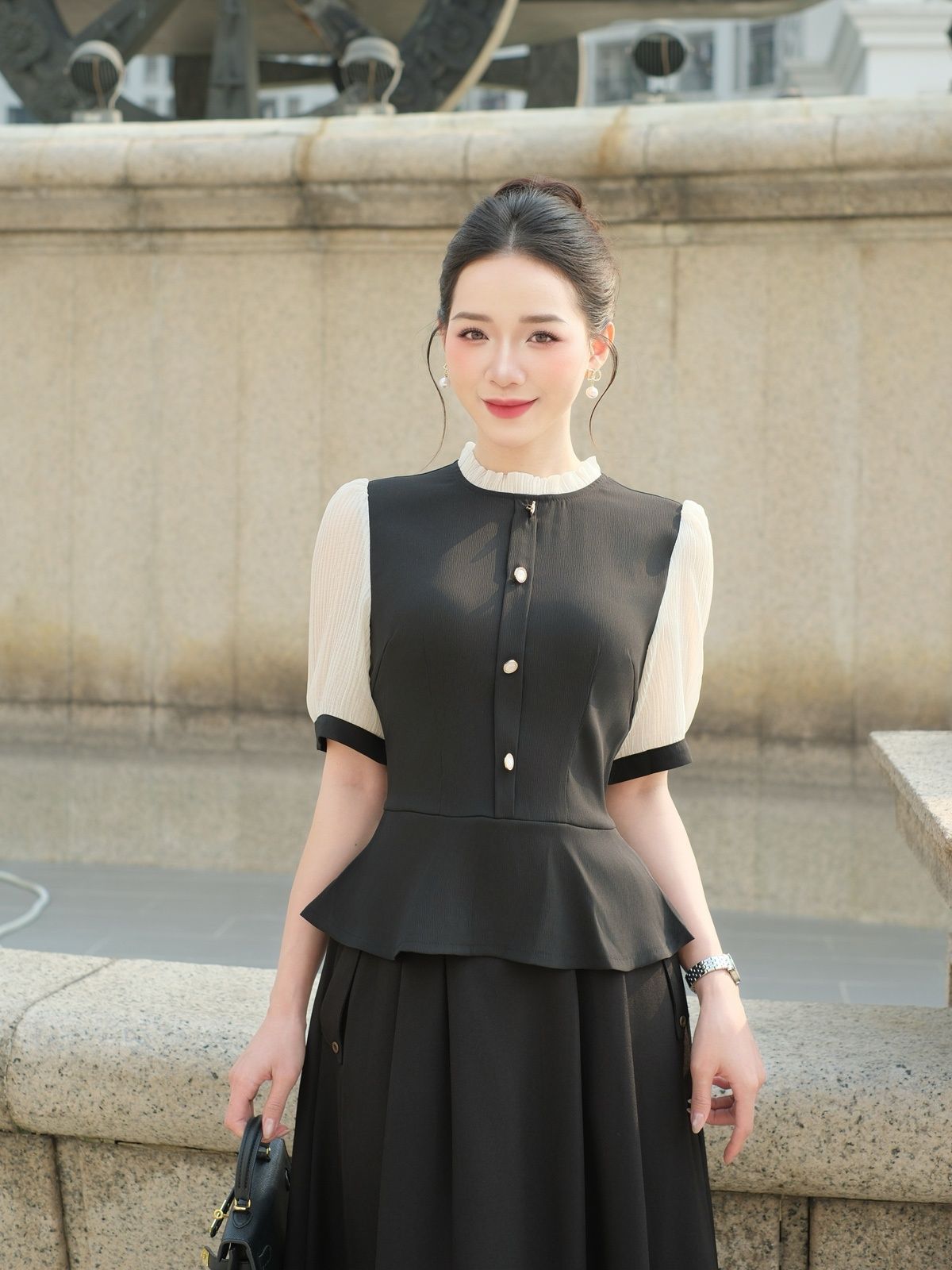 Áo peplum cổ bèo - L61B25Q010