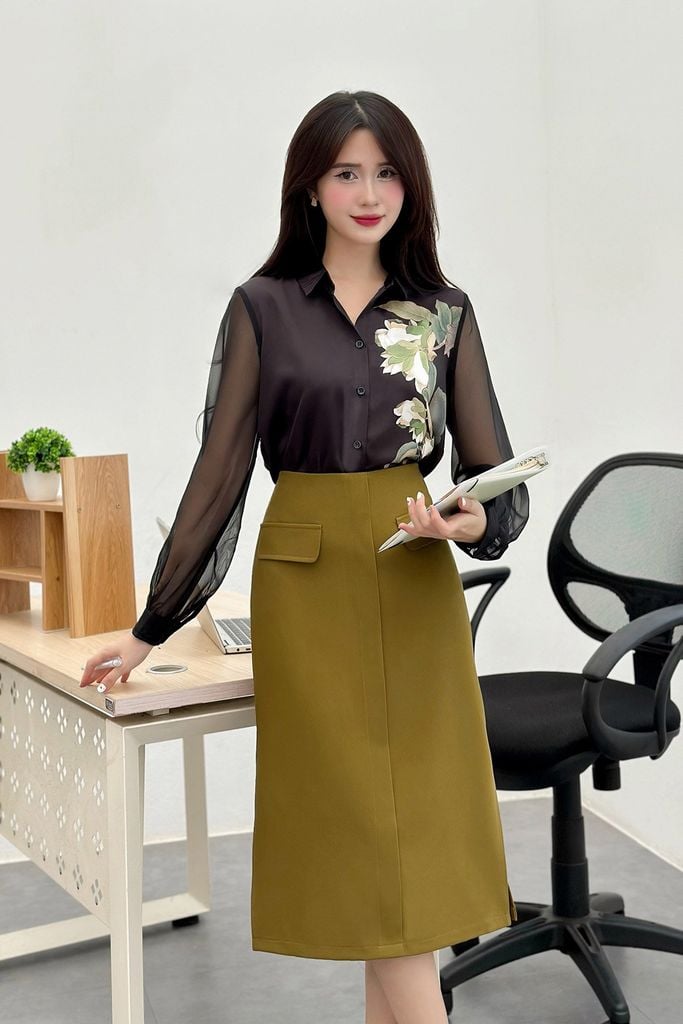 Áo sơ mi in ngực - L61H24Q017