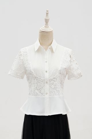 Áo sơ mi phối ren mí thân - L61H25H002