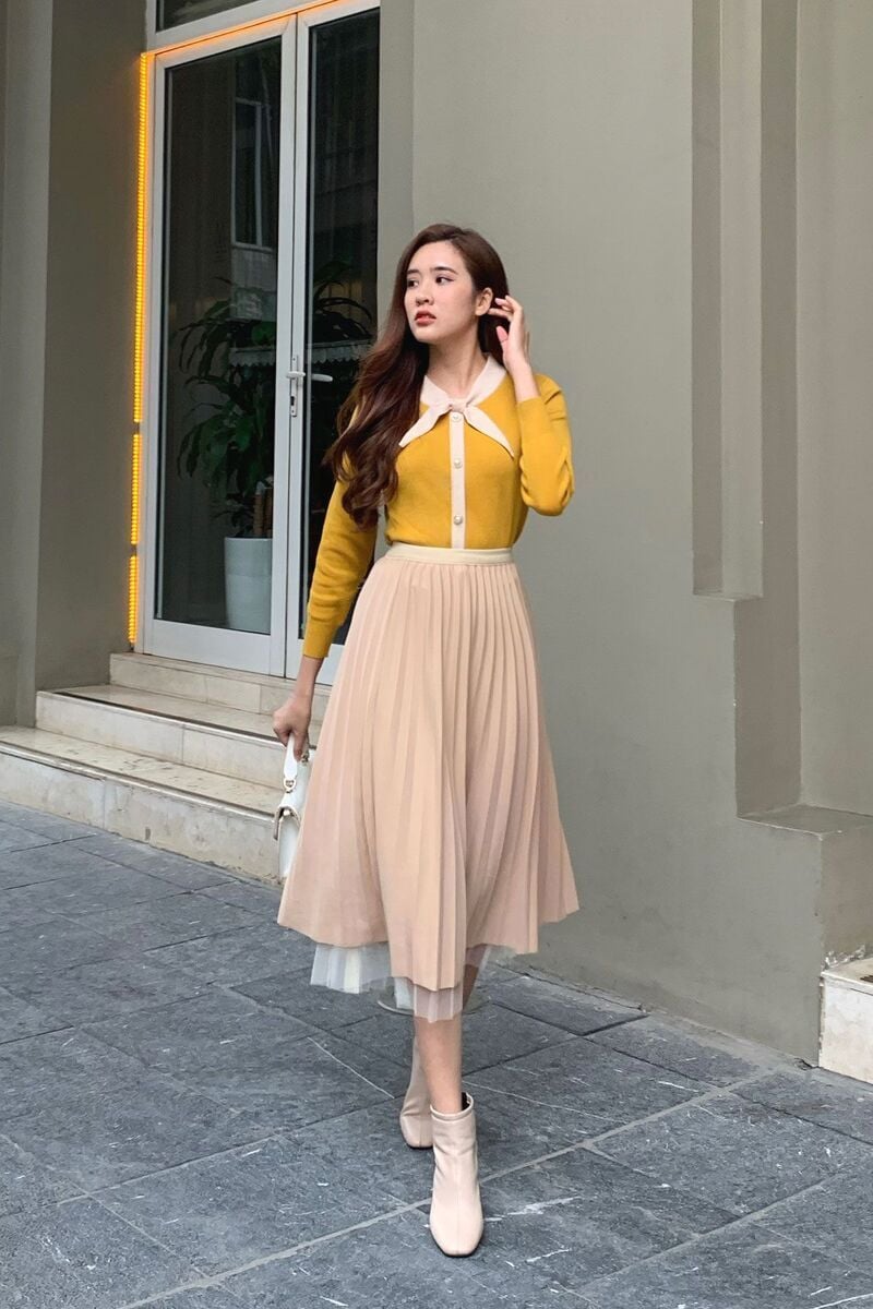 áo len phối cổ nơ - L61W21T038